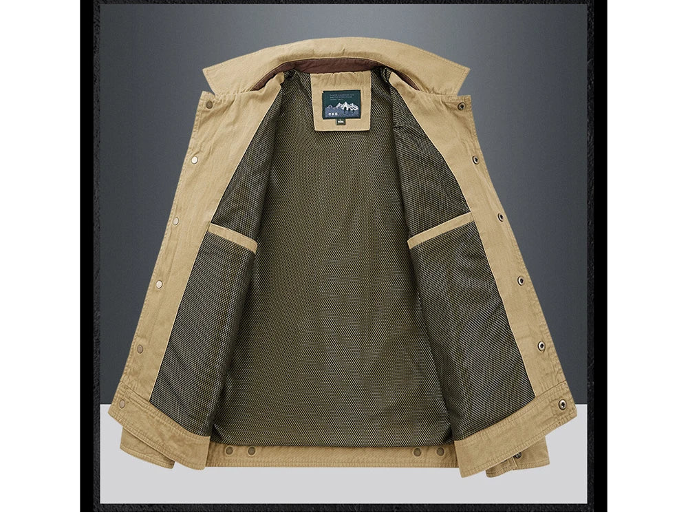 Spring Autumn Men's Cotton Jackets Trendy Men's Fashion Outerwear Windbreaker Coats Men Turn-Down Collar Tactical Jackets 5XL