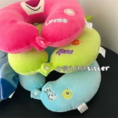 Cartoon Stitch U-shaped Neck Pillow Kawaii Stuffed Anime Comfortable Alien Sullivan Nap Pillow Airplane Travel Pillow Xmas Gifts
