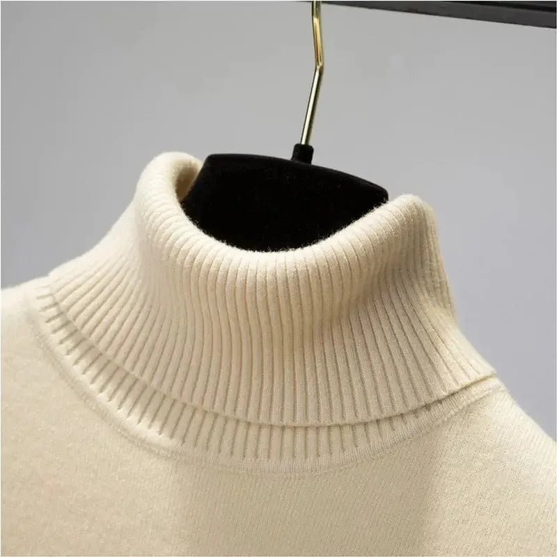 Turtleneck Winter Sweater Women Elegant Thicken Velvet Lined Warm Sueter Fleece Knitted Pullover Slim Top Jersey Knitwear Jumper