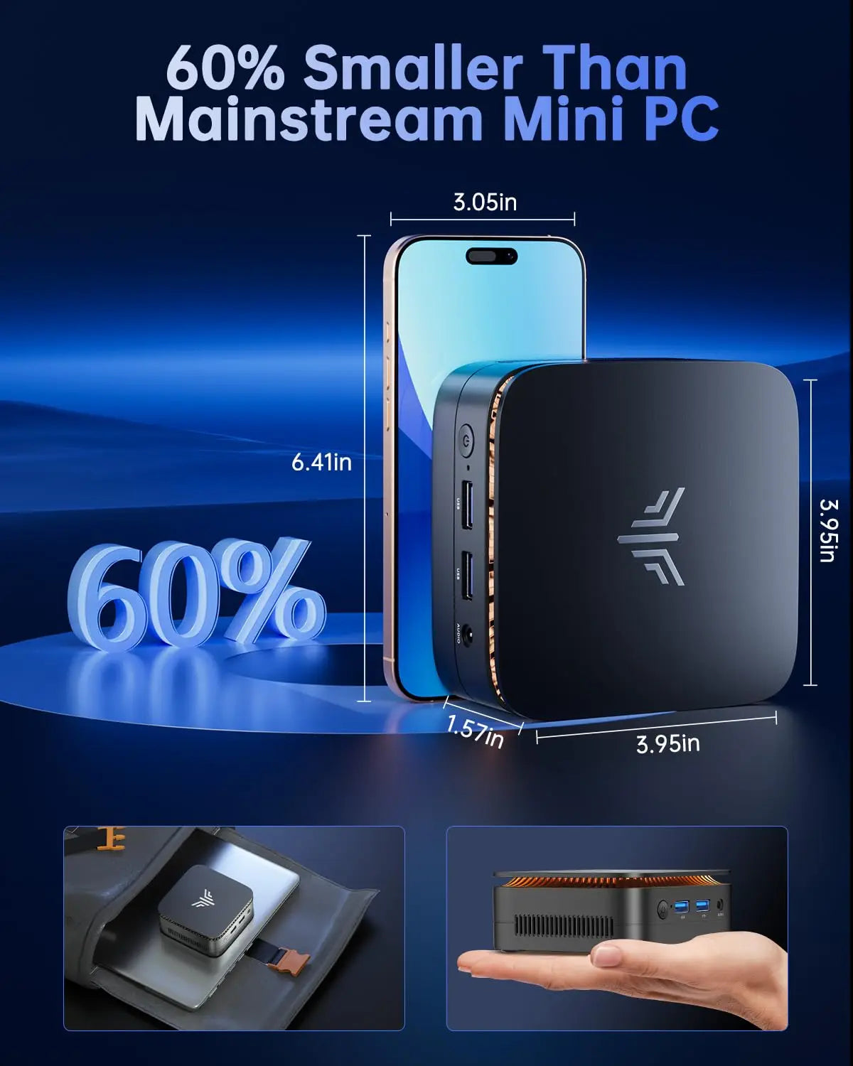 ACEMAGIC E1 N150 16GB DDR4 RAM 512GB SSD WIFI5 BT4.2 4K @ 60Hz UHD Windows 11 Micro Desktop Computer Dual-Band WiFi MINI PC