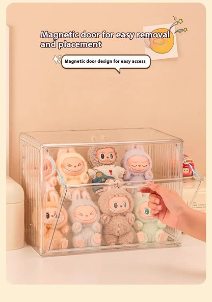 Labubu Doll Storage Box Large Capacity Transparent Acrylic Display Cabinet Dustproof Case Desktop Organizer For Home
