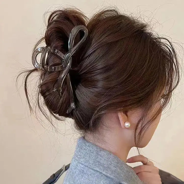 Pinces à cheveux crabe en ruban acrylique de 13 cm, nœud, pinces à cheveux brillantes, accessoires de coiffure, épingles à cheveux, queue de cheval de requin pour femmes