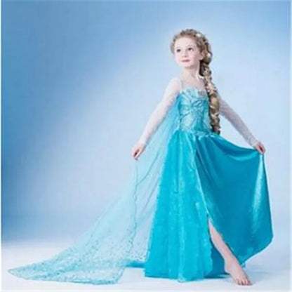 Elsa Costumes for Girls 2025 White Sequins Carnival Party Kids Clothes Children Halloween Cosplay Snow Queen Elsa Princess Dress