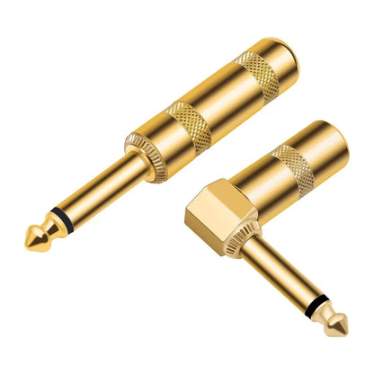 2 pièces 6.35mm fiches connecteurs à souder bricolage tête droite/coude Type de soudure fiches pour la terminaison de câble sonore d'instrument