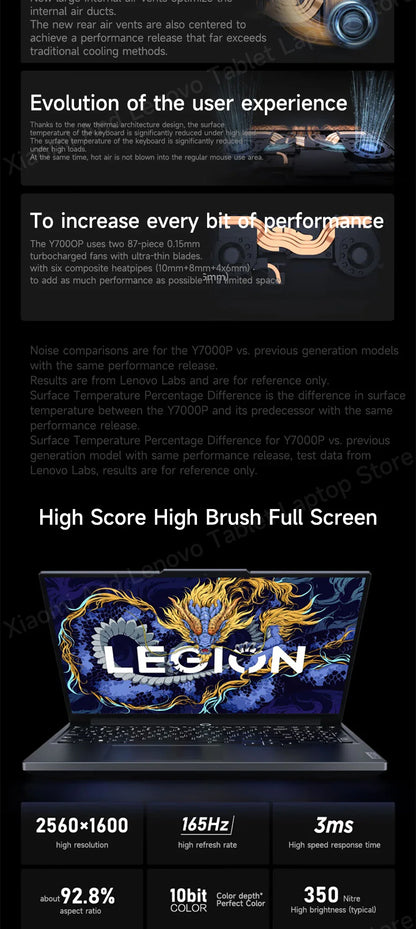 Ordinateur portable de jeu Lenovo LEGION Y7000P 2024, écran 16 pouces 2.5K 165HZ, i7-14650HX/14700HX, 16G/32G, RTX4060/RTX4070