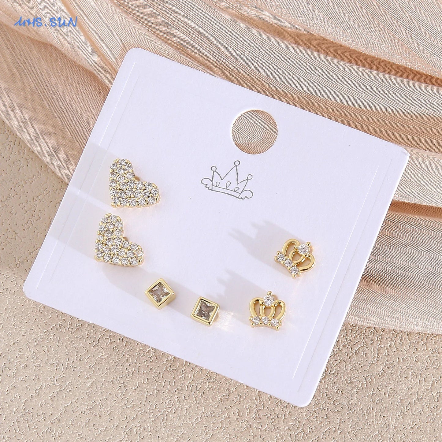 MHS.SUN-Ensemble de Boucles d'Oreilles Creuses en Forme de Cœur, pour Femme et Fille, 3 Paires