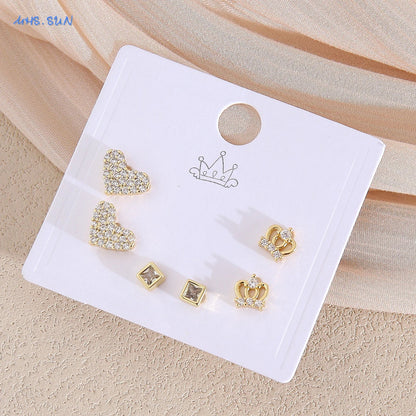 MHS.SUN-Ensemble de Boucles d'Oreilles Creuses en Forme de Cœur, pour Femme et Fille, 3 Paires