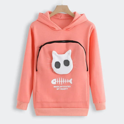 Winter Hoodies Sweatshirt Man Women Animal Pouch Hood Pullover Blouse Tops Lady Carry Dog Cat Breathable Sweatshirts 3XL