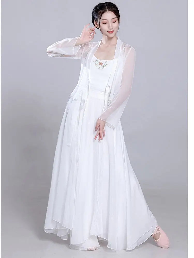 Ele Classical Dance Costume White Gauzy Skirt Super Fairy T Performance Suit Fene Dra Design Beautiful Mythology