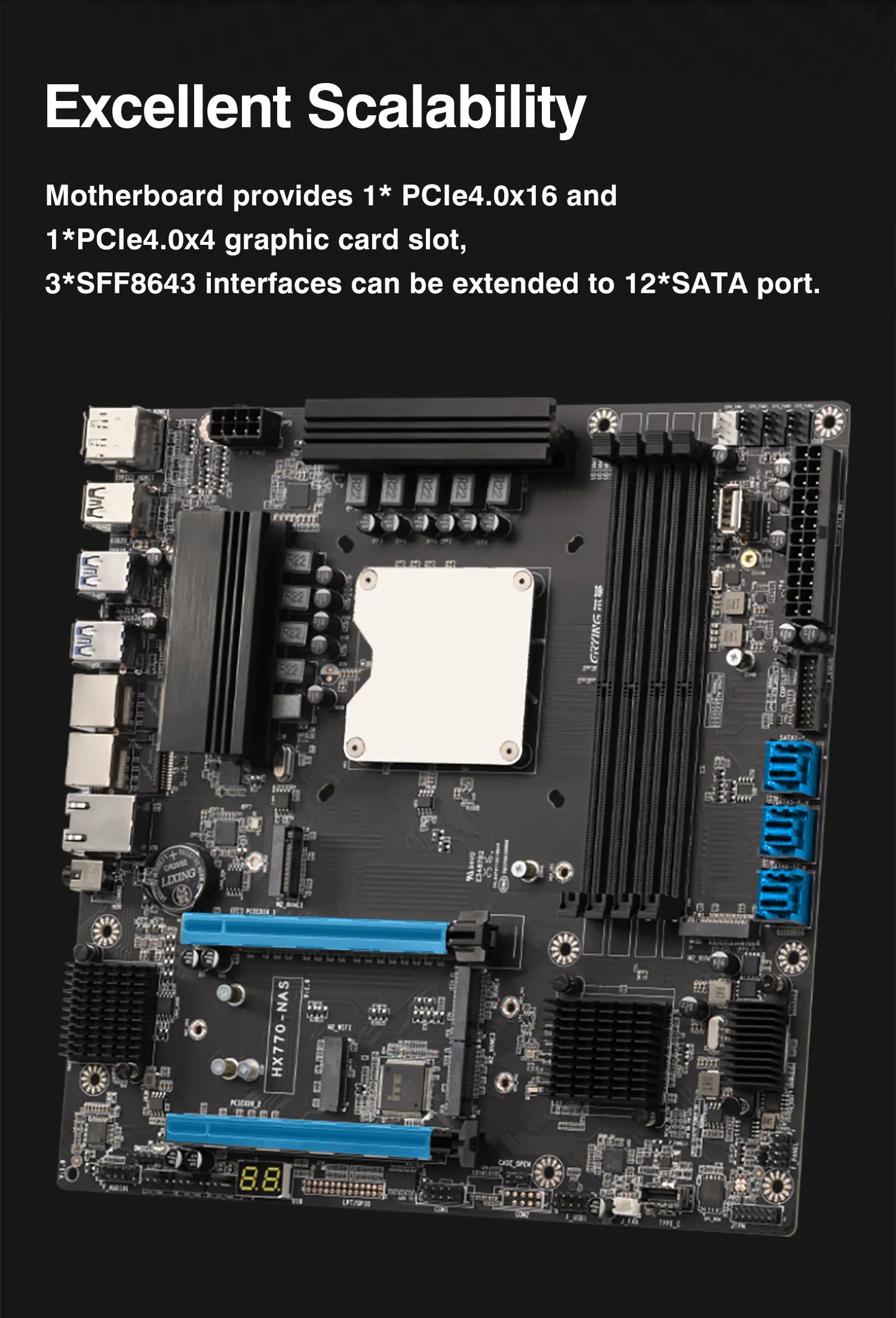 Erying NAS Gaming Motherboard CPU Combo i5 14500HX Core processor 4*NVME 12*SATA 4*DDR5 2*PCIe4.0 1*10G Network Lan Mainboard