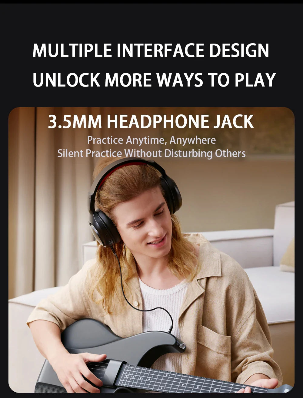 AeroBand – guitare électrique détachable, corde en Silicone indolore, tout-en-un, 9 Styles sonores, basse acoustique avec port micro