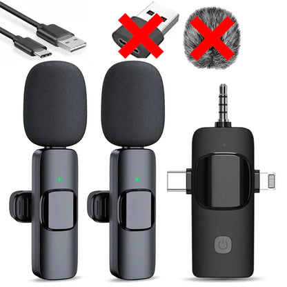 Lavalier Professional Dual Wireless Lapel Microphone Mic For iPhone Android Phone Mobile Cell PC Tie Buttonhole Micro Microphon