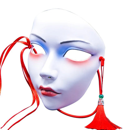 Masque de fête pour adultes, maquillage peint à la main, masque complet de file d'attente de carnaval, mascarade Kabuki pour carnaval Mardi Gras Cosplay