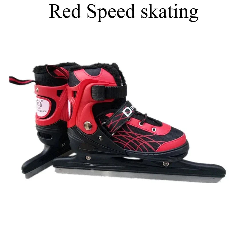Chaussures de patins à glace extensibles, chaussures de hockey sur glace réglables, chaussures de patinage de vitesse épaisses et chaudes pour filles, garçons, femmes et hommes