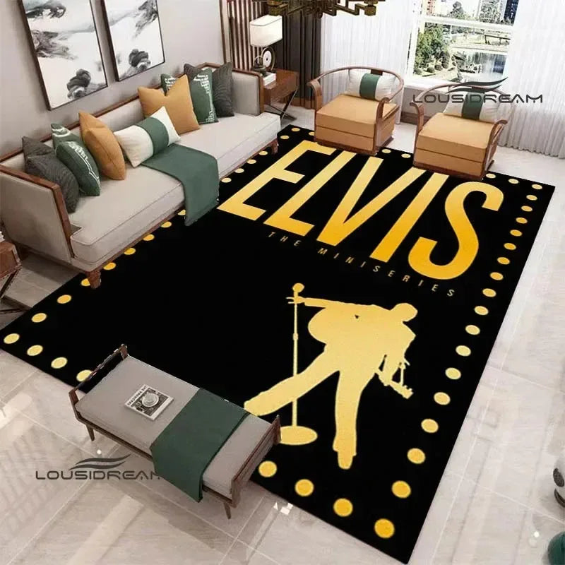 E-Elvis-Presleys Retro Printed Carpet Non-slip Carpet Outdoor Carpets Area Rug Home Bedroom Decor Rug for Bedroom Birthday Gift