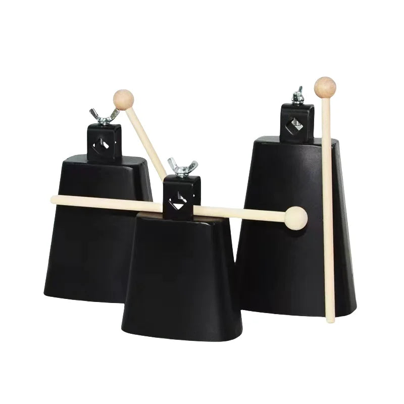 Cloche de vache de 4/5/6/7/8 pouces avec maillets en bois, cloche de Jazz en métal et acier, cloches de bétail, pièces et accessoires d'instruments de Percussion