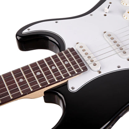 Guitare électrique à touche en palissandre noir/blanc