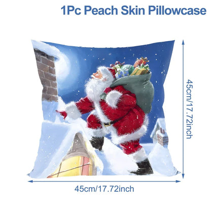 Housse de coussin de noël, père noël, décor de joyeux noël pour la maison, ornements de noël 2025, cadeaux de noël, nouvel an 2026