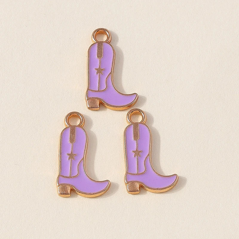 Leslie 10 pièces jolies filles bottes de cowboy et chapeau breloques pendentifs pour la fabrication de bijoux collier boucles d'oreilles bricolage Cowgirl chapeau charme cadeaux