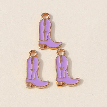 Leslie 10 pièces jolies filles bottes de cowboy et chapeau breloques pendentifs pour la fabrication de bijoux collier boucles d'oreilles bricolage Cowgirl chapeau charme cadeaux