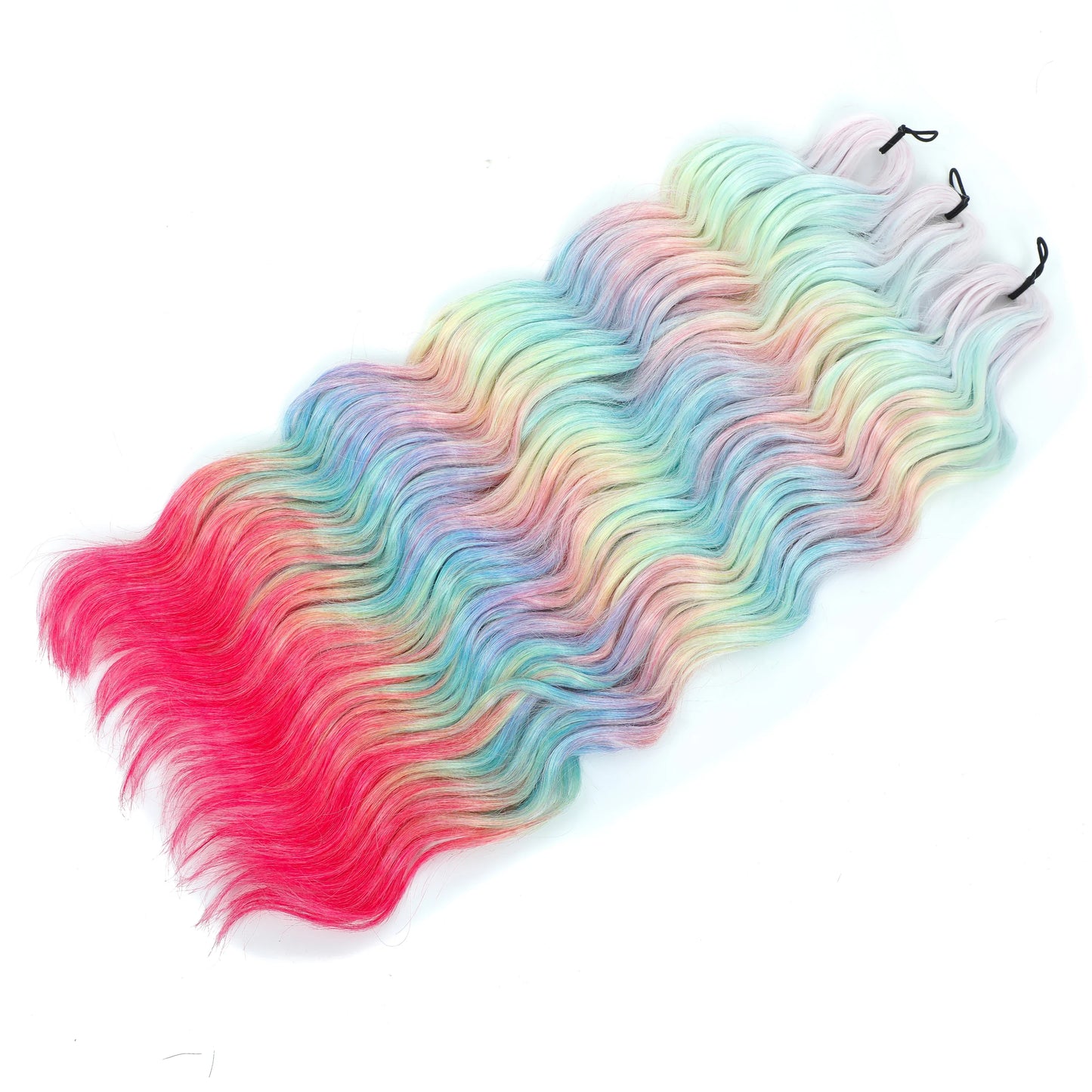 24Inch Crochet Hair Synthetic Braiding Hair Extensions Water Wave Ombre Rainbow color Fake Hair ANNA Deep Wave Curly Hair