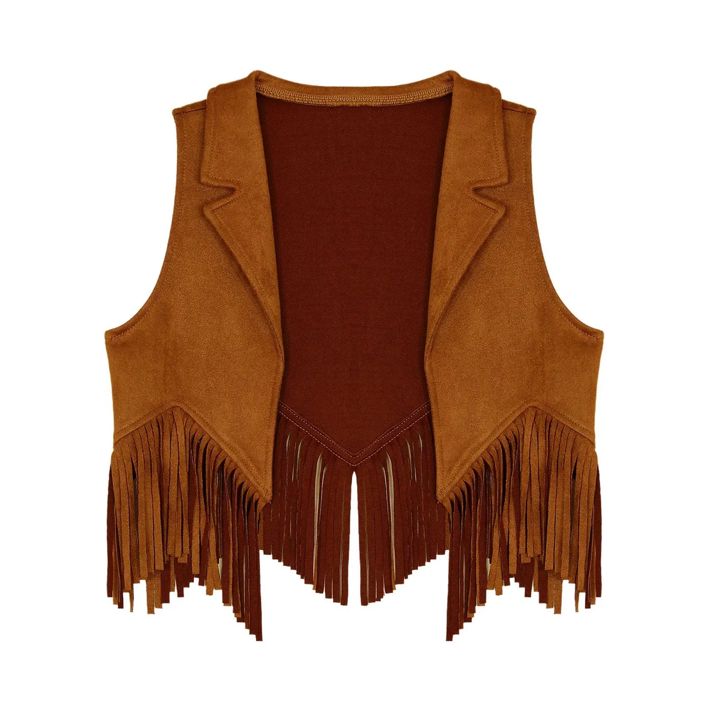Costume de Cowgirl occidental en daim pour enfants, gilet à franges avec pompons, vêtements de danse, jeu de rôle de fête, gilets de Cowboy