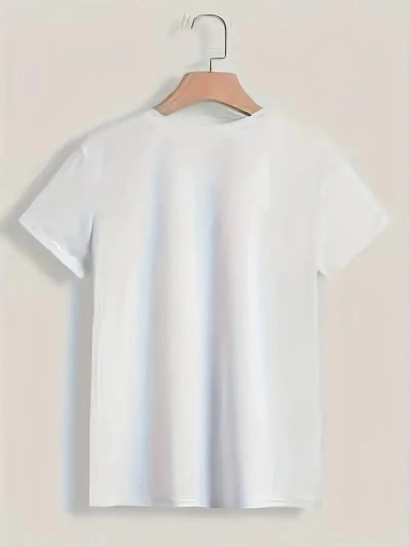 T-shirt en coton imprimé Stitch pour garçons, filles et adultes, haut polyvalent et tendance pour le quotidien en été