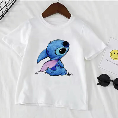 Stitch Stitch Series Peripheral Cartoon Pattern Printed Children's Clothing Summer Edition Boys and Girls Round Neck T-shirt