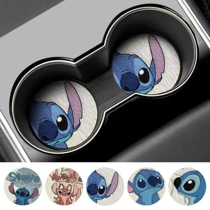 Lilo & Stitch Car Coaster Fun Car Goodies Cute Creative Water Coaster Interior Decoration Anti-slip Storage Pad Universal