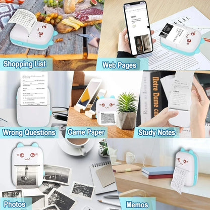 Portable Mini Thermal Printer Photo Printer Business/Home No Ink Required To Print Small Ticket/Labels/Picture Imprimante 203PDI