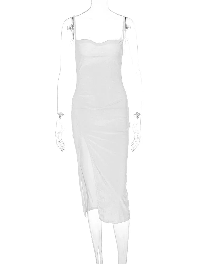 Ele Sexy Women's Spring 2024 Faionable Slim Fit Split Strapl Dr Polyester Fiber mid Waist Gown for Babies