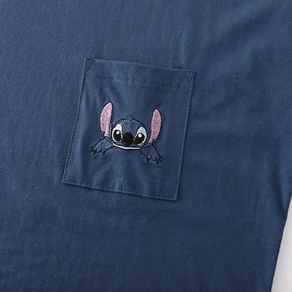 Stitch anime summer pure cotton men and women couple pajamas creative cute short-sleeved shorts home service suit holiday gift