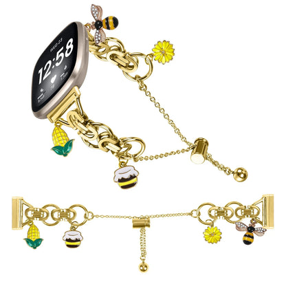 Metal Bracelet Charm Strap Compatible with  Fitbit Versa 3/Versa 4 Fashion Watches Decorations for Fitbit Sense/sense 2