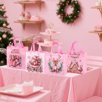 4/8 pièces sac cadeau de noël Santa sac Non tissé décorations de noël pour la maison 2025 cadeaux de noël Navidad Noel sac d'emballage du nouvel an