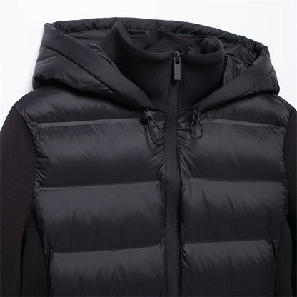 UNIZERA slim fit zipper hooded short warm jacket autumn and winter new product long sleeved solid color women's cotton jacket