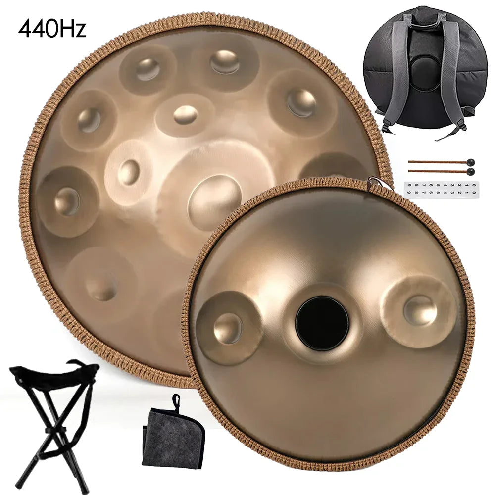 Tambour à main doré 432Hz/440Hz, langue en acier de 22 pouces pour Yoga, méditation, Instrument pour débutant, cadeau 9/10/12/1417 Notes