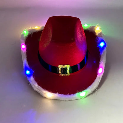 Chapeau de cowboy lumineux à LED clignotantes, lumineux, coloré, pour Noël, mariage, cow-girl, casquette de carnaval, hommes, femmes, pour fête de mariage, accessoire.