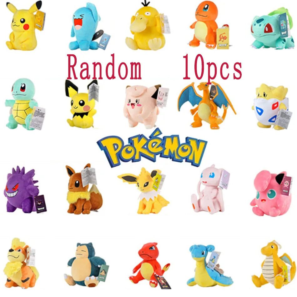 2025@@@@10PCS 20cm Pokemon Stuffed Plush Toys Kawaii Pikachu  Anime Doll Kids Birthday Kawaii Cute Soft Children Stuffed Plush