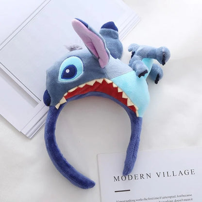 Serre-tête Stitch, dessin animé, mignon, antidérapant, pour le lavage du visage, soin de la peau, bandeau doux, accessoire de cheveux amusant pour fête, cadeau pour fille.