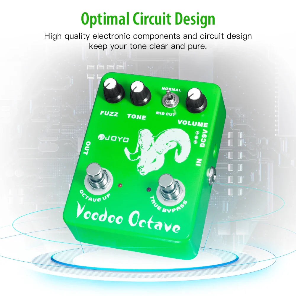 JOYO JF-12 Voodoo Octave Fuzz pédale d'effet guitare à la distorsion et effet octave véritable contournement guitare électrique pédale de basse