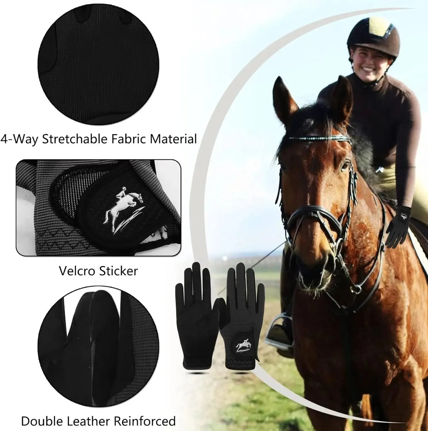 Gants d'équitation équestres pour femmes en maille respirante légers, pack de couleurs, prise confortable par tous les temps