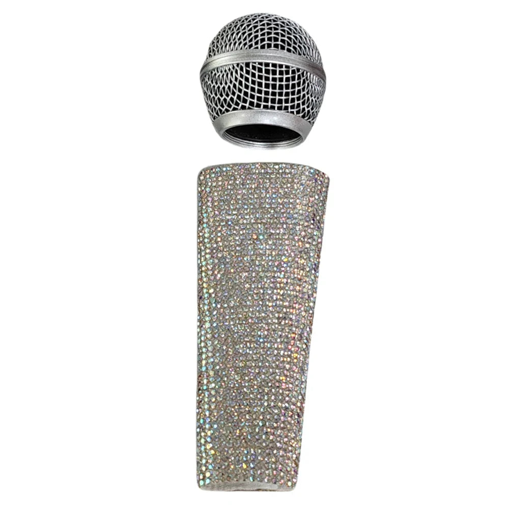 New Glitter Microphone Cover Mesh Head, Glitter Microphone Decorative Sleeve for SM58 Beta58A Wireless Microphone