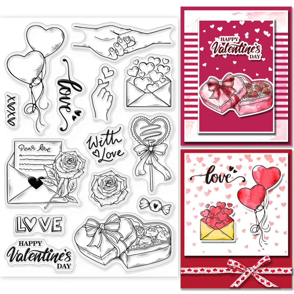 Tampons transparents en silicone pour bricolage, fond d'amour pour cartes exécutives, sceaux de tampon transparents, jour de Léon, scrapbooking