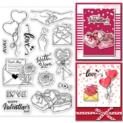 Tampons transparents en silicone pour bricolage, fond d'amour pour cartes exécutives, sceaux de tampon transparents, jour de Léon, scrapbooking