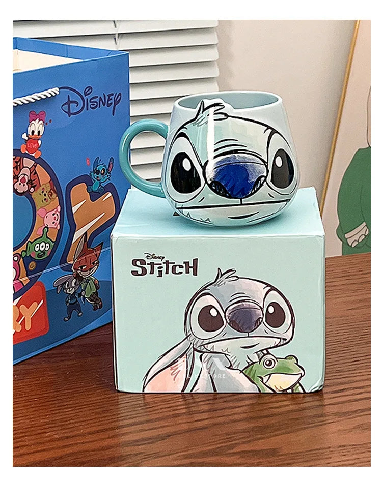 Anime Stitchou Fille Tendance Mignonne Motif Dessin Animé Créatif Couple Lait Boire Café Tasse Céramique Cadeaux d'Anniversaire