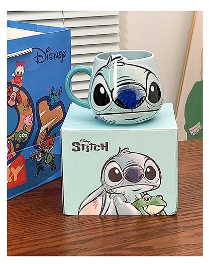 Anime Stitchou Fille Tendance Mignonne Motif Dessin Animé Créatif Couple Lait Boire Café Tasse Céramique Cadeaux d'Anniversaire