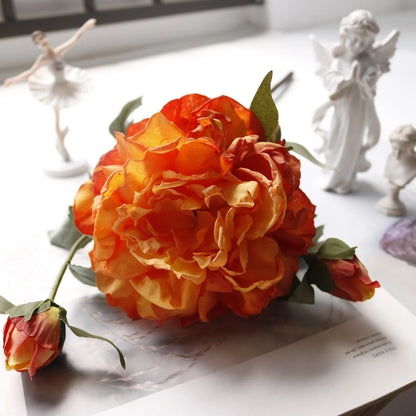 Grand Bouquet de pivoines blanches haut de gamme, fleurs artificielles pour décoration de mariage, de maison, fausses fleurs pour le nouvel an, décorations d'automne