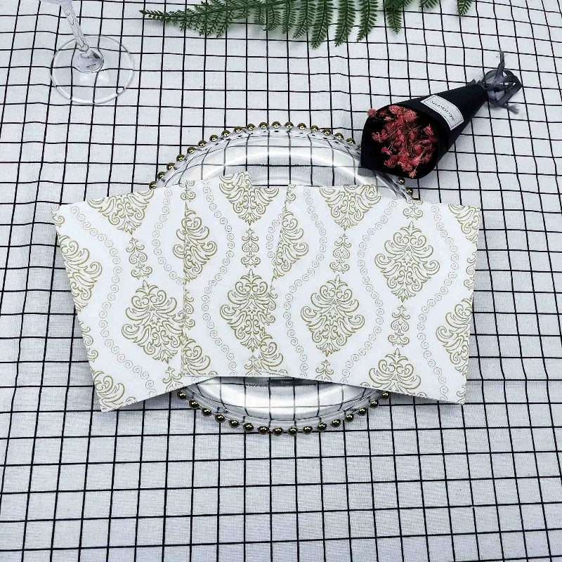 Serviette de table carrée imprimée florale, 2 plis, 20 pièces/paquet, pour le visage, fête, restaurant occidental, 73 plis