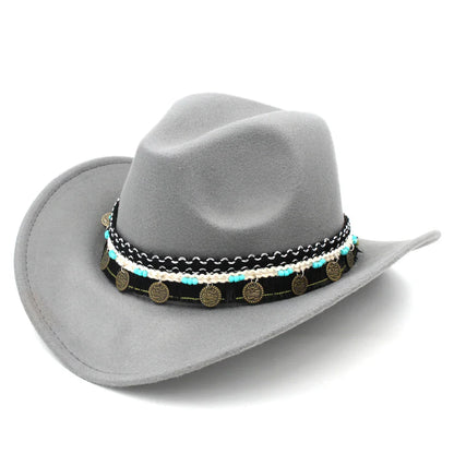 Chapeau de cowboy occidental pour hommes et femmes, casquette de costume de cow-girl à large bord pour église, mariage, fête, Halloween, casquettes fedoras d'extérieur
