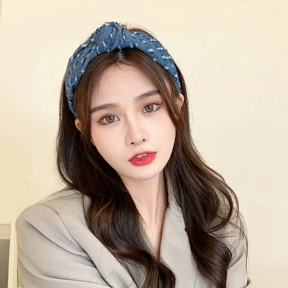 Denim tissu Cowboy bandeau Style coréen coiffure Denim noué bandeau chapeaux cheveux accessoires Cowboy bandes de cheveux